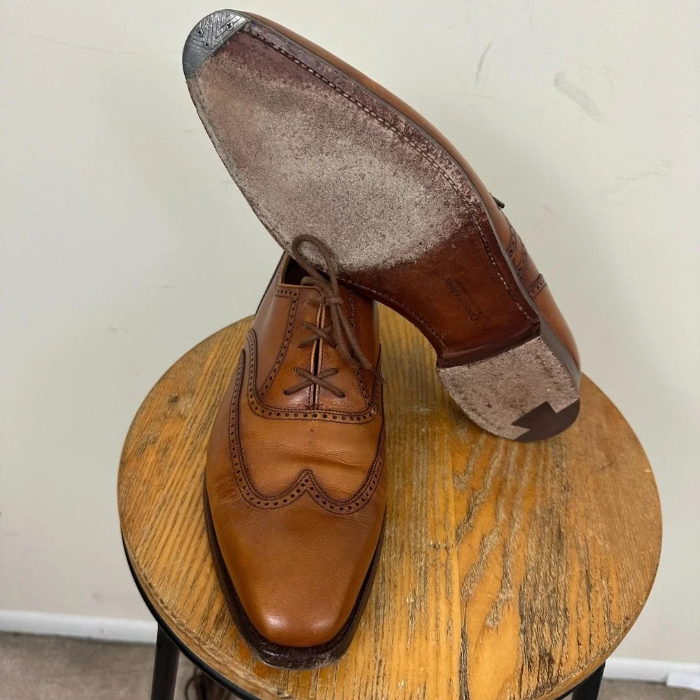 Crockett & Jones Drummond Mens US 7 E Dress Shoes Brown Leather Wingtip Oxford